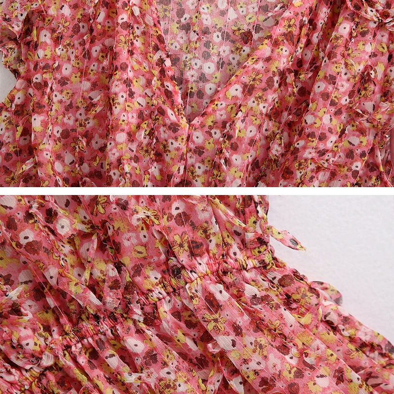 

Beach Women tassel Mini dress Summer 2020 Pleated High street V-neck A-line dress Fashion Print Ruffles Vestidos New INKEO 9D227