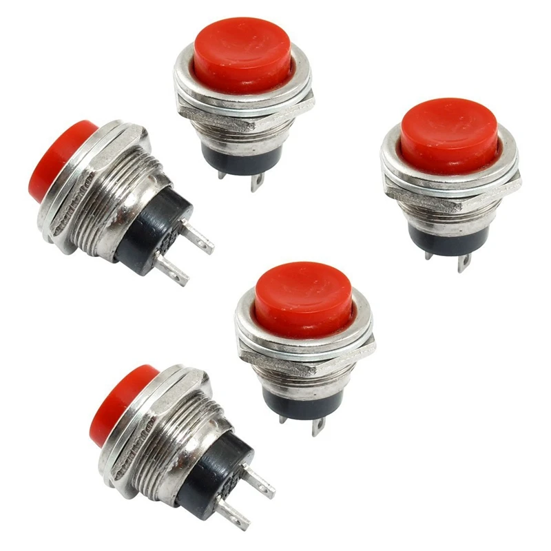 

5 шт. SPDT красный круглый Мгновенный кнопочный переключатель 3A 125V 1.5A 250VAC