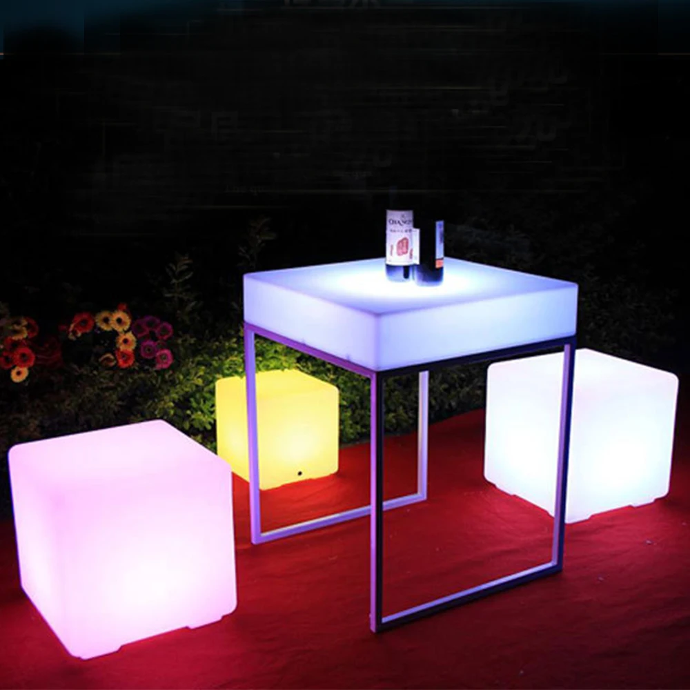 Beste 15%, Led Bar Kruk Lichtgevende Kubus Grootte 20Cm Outdoor Lichtgevende Meubels Creatieve Remote Switch Controle Kleurrijke Veranderende Sidestool