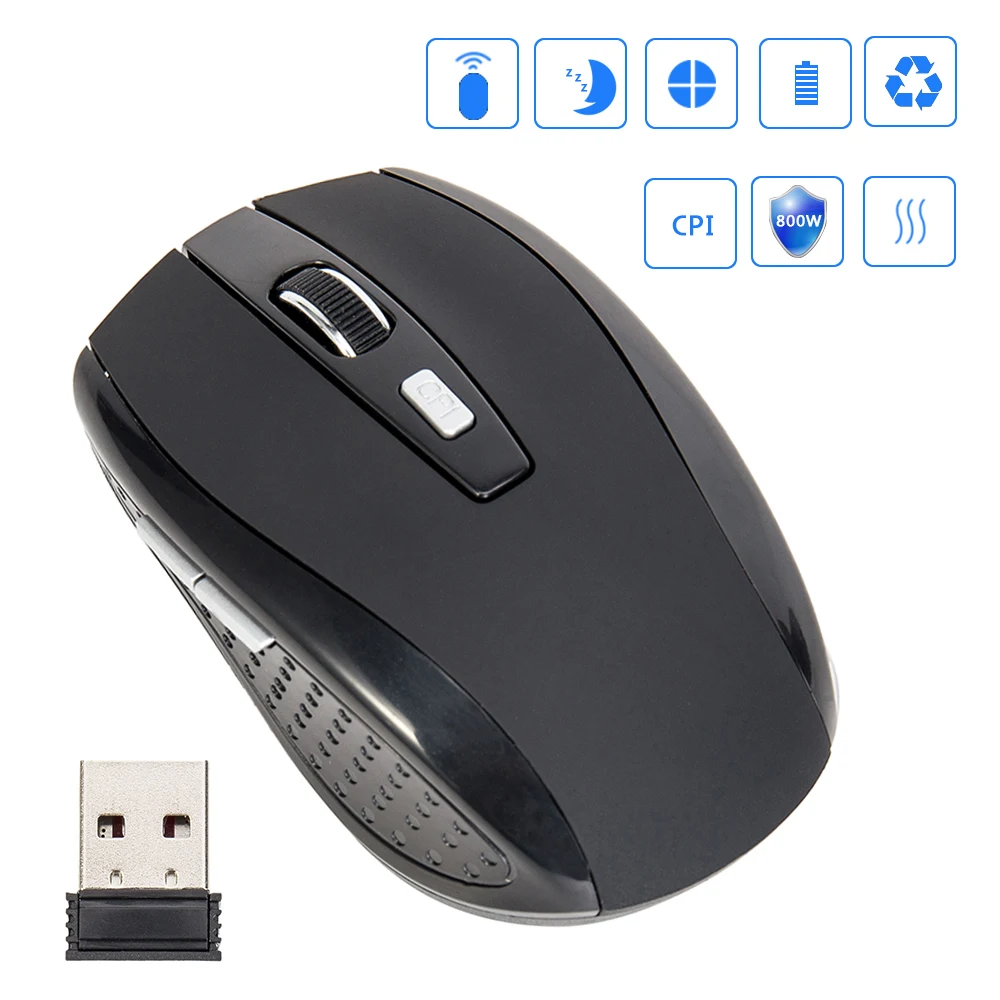 Беспроводная usb-мышь 2,4 ГГц usb-приемник оптическая компьютерная игровая мышь 2000 dpi Регулируемая эргономичная мышь для ноутбука ПК мышь