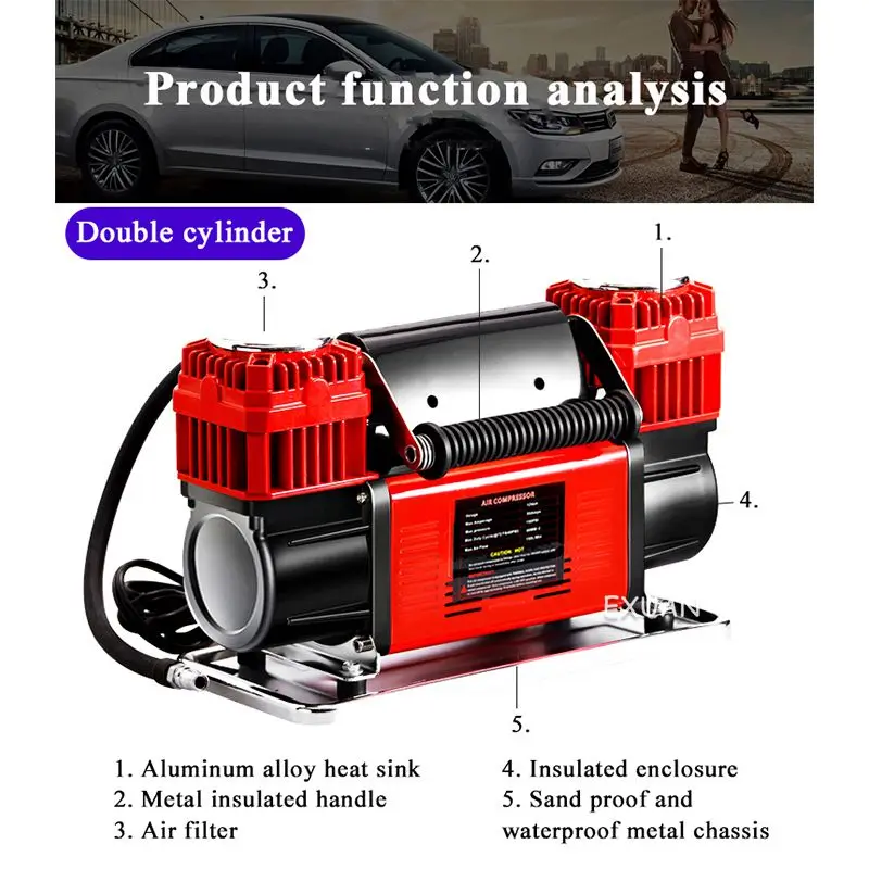Автомобильный воздушный насос/высокомощный насос высокого давления // 12 В/24 В/60