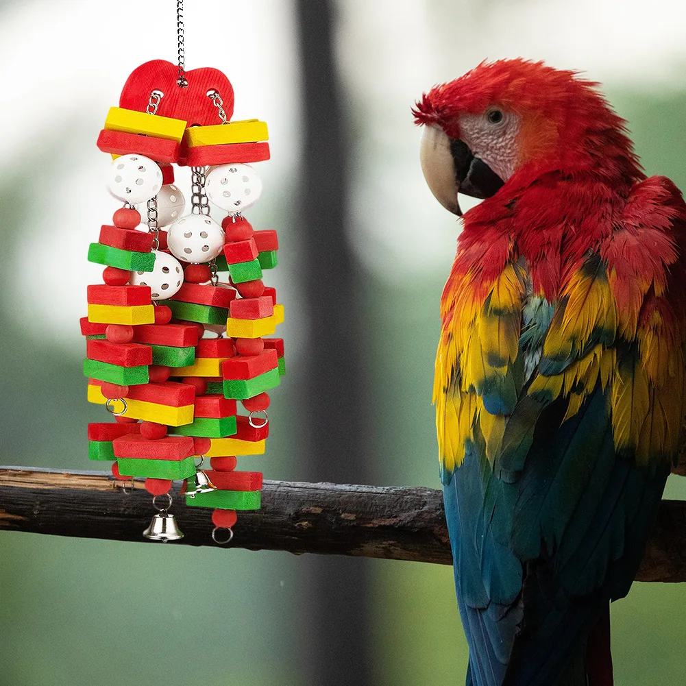 

Игрушка для попугаев, жевательная веревка, Жевательная веревка, цветная пластиковая цепочка, подвесная деревянная клетка, товары для домаш...