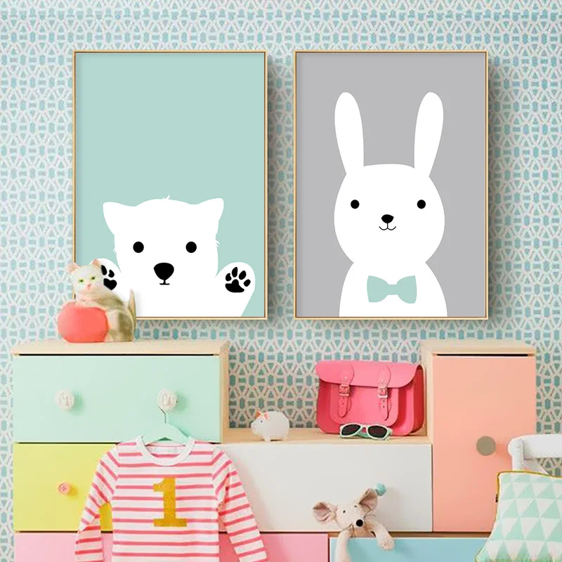 Kawaii детская Настенная картина для детской комнаты холст плакат печать