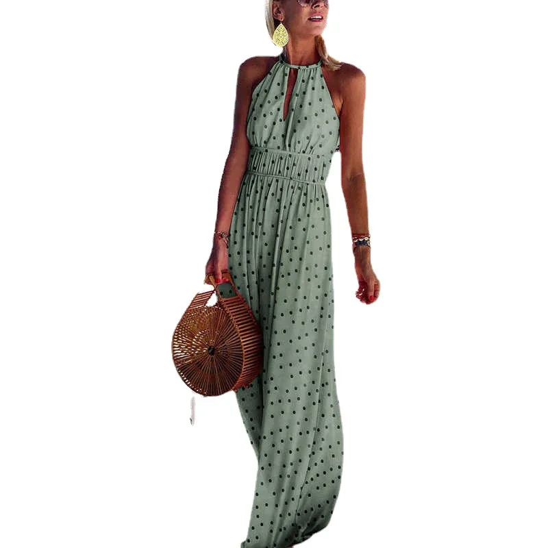 

Hollow Out Sexy Dress Bohemian New 2021 Loose O-Neck Spaghetti Strap Comfortable Seaside Vacation Beach Long Dress