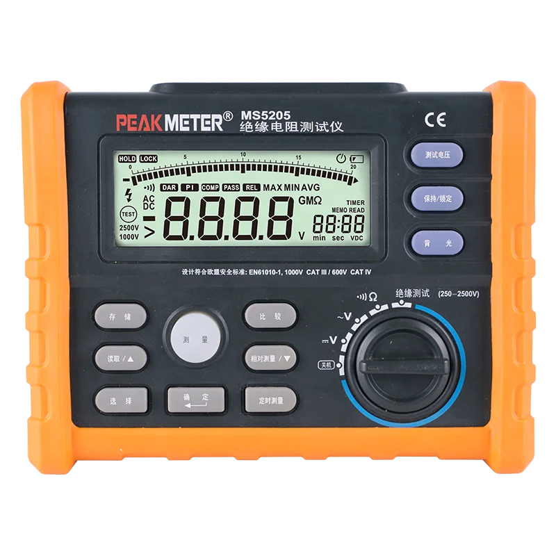 

Цифровой тестер изоляции MS5205, 1000 В, 2500 В