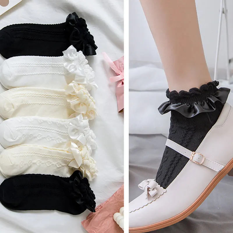 

Women Short Socks Harajuku Ruffled Socks Comfortable Lolita Ankle Socks Sweet Princess Sock Lace Sweet Girls Sock High Quality