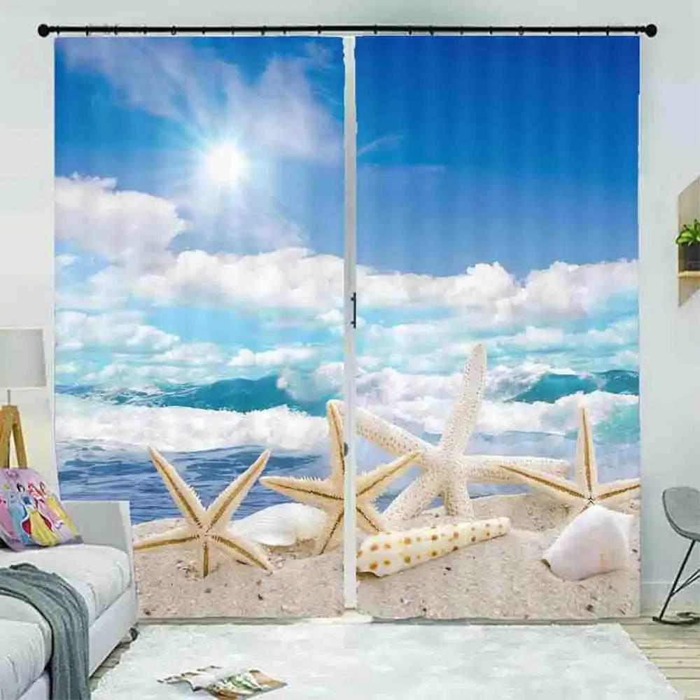 Шторы на заказ солнечное белое облако Пляжное окно для спальни занавески