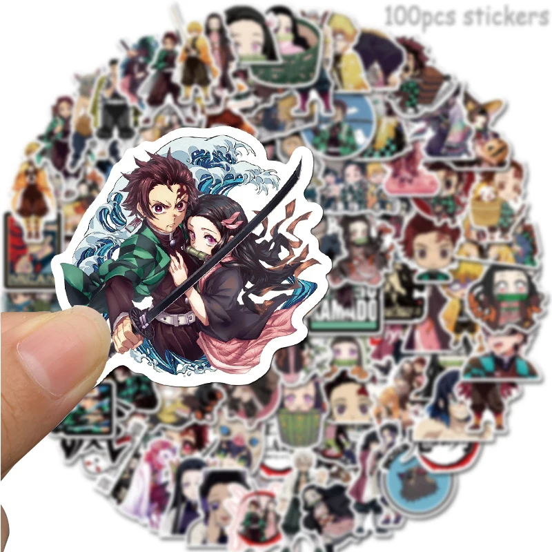 100 шт. аниме Demon Slayer Kimetsu No Yaiba Наклейка ПВХ скейтборд багаж мотоцикл гитара ребенок