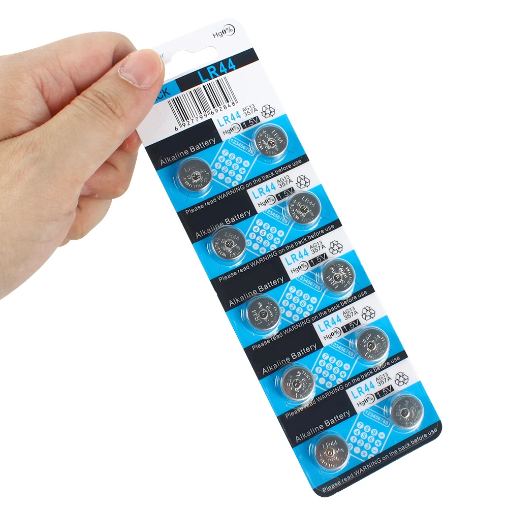 

10pcs/1Pack 13 Button Battery 1.5V SR44SW L1154 RW82 RW42 LR44 357 AG13 Coin Cell Batteries for Watch Calculator toys