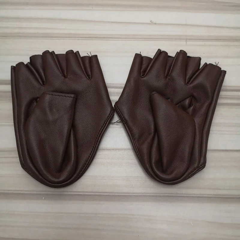 C61 Brown Модные сексуальные женские кожаные перчатки для танцев на шесте в ночном клубе, Женские Перчатки для фитнеса в готическом стиле, панк-рок, L63 - Цвет: C61 Brown