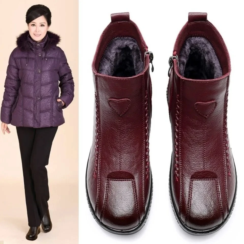 

2022 Fashion Warm Plush Snow Boots Lady Pu Leather Shoes Winter Ladies Casual Jason s Botas Mujer Spring Womens Ankle Boots