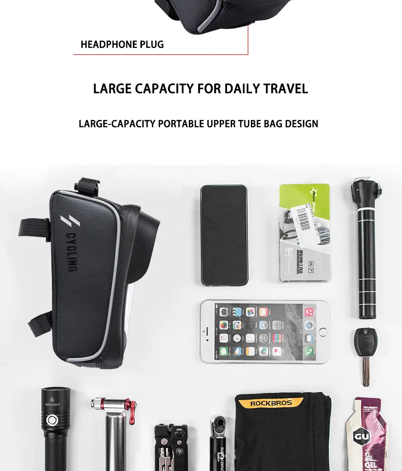 

SPORADIC Bicycle Bag Frame Front Top Tube Cycling Bag Waterproof 6.6in Phone Case Touchscreen Bag MTB Pack Bicycle Accessories