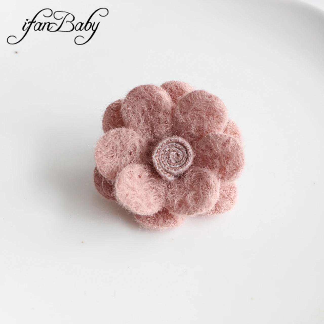 5 cm Filz-Wollblumen mit flacher Rückseite für Haarschmuck mit Lollipop in der Mitte – Detail 16