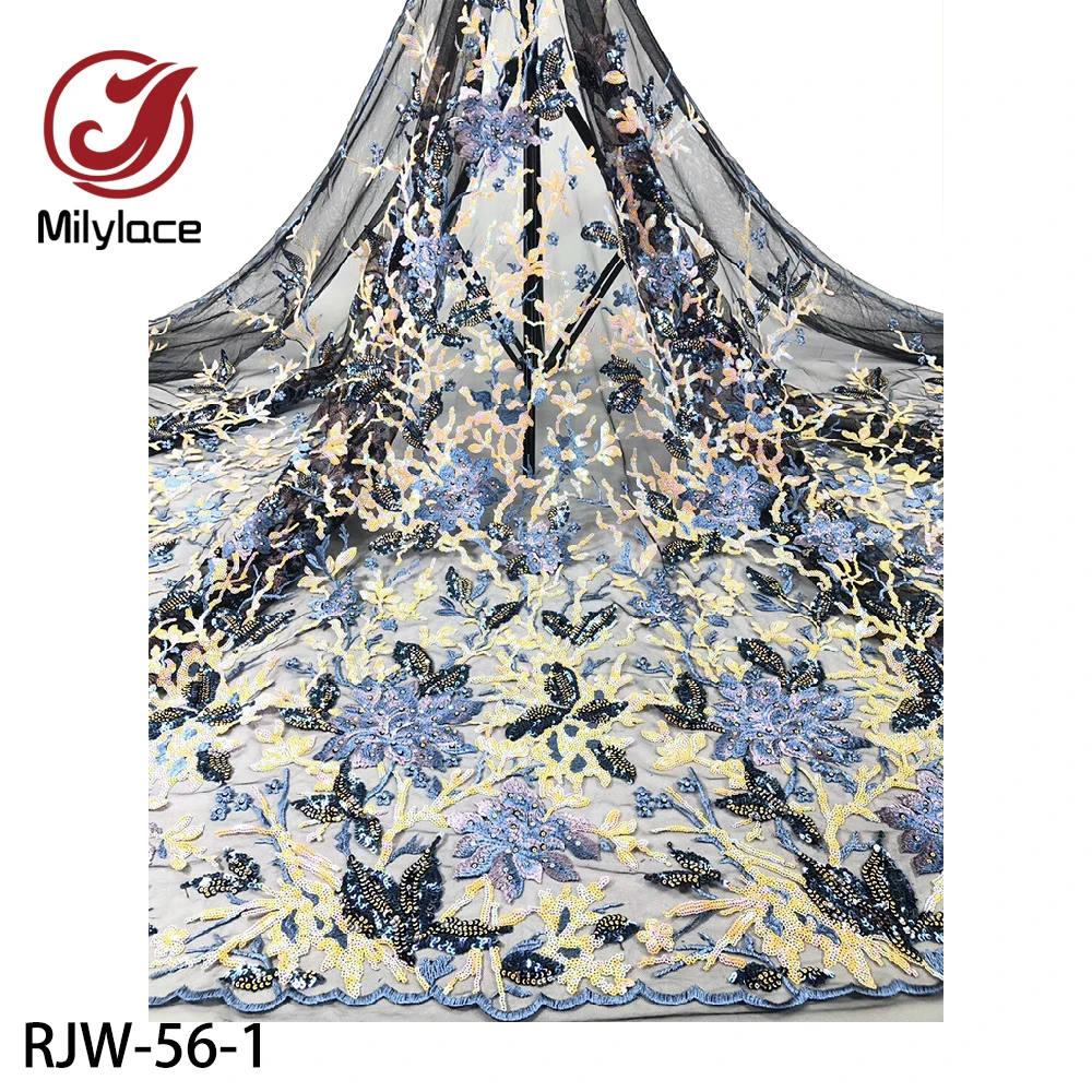 

Milylace африканская французская кружевная ткань, Высококачественная кружевная ткань с блестками, вышитая сетчатая кружевная ткань для вечерн...