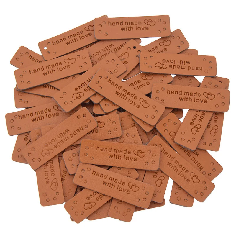50 шт./лот кожаные этикетки ручной работы с буквами для рукоделия шитья одежды