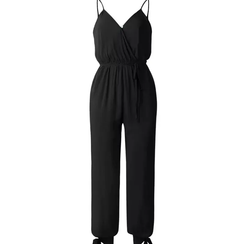 

Women Spaghetti Strap Floral Printed V Neck Wide Legs Bodycon Boho Jumpsuit Romper Trousers Jumpsuit