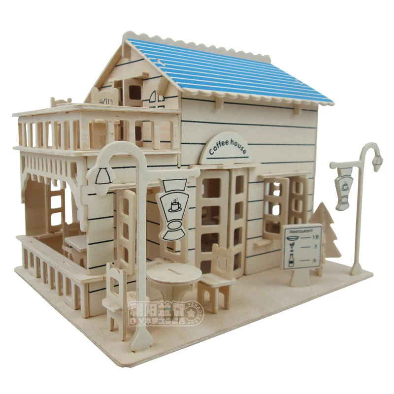 Кофейный домик деревянные пазлы для детей Обучающие игрушки сделай сам Сборная