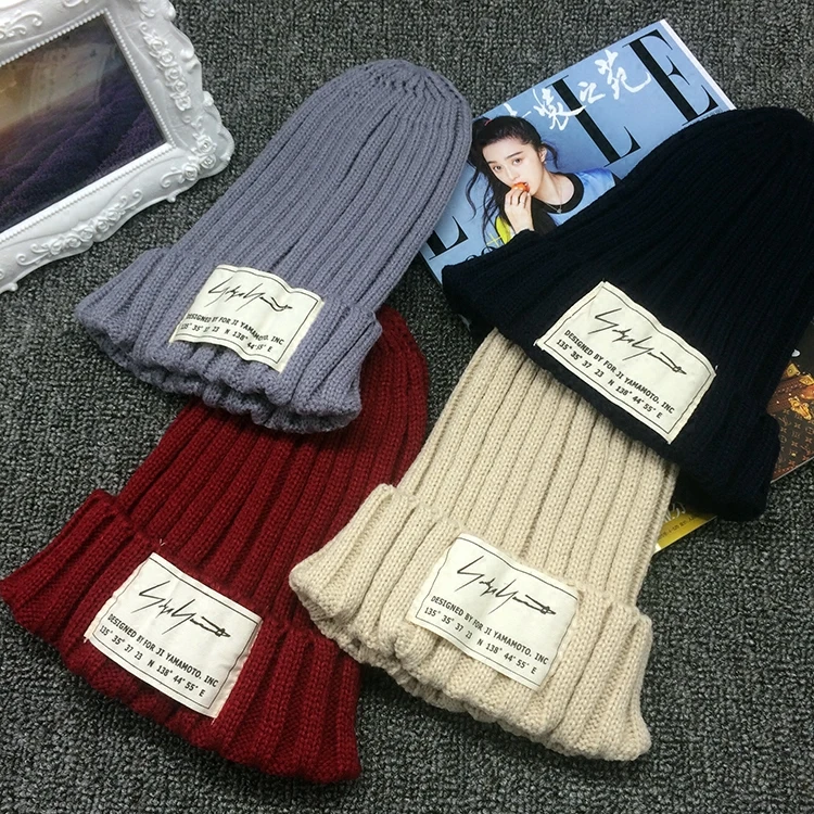 Оптовая продажа 6 цветов однотонная женская зимняя шапка вязаная для девочек в