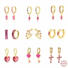 Женские круглые серьги-кольца из серебра 925 пробы с фианитом