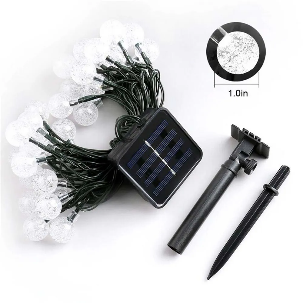 

16ft 20 LED Crystal Ball Solar Powered String Lights Popular Globe Fairy Lights for Outdoor Garden Christmas Festival Decoration