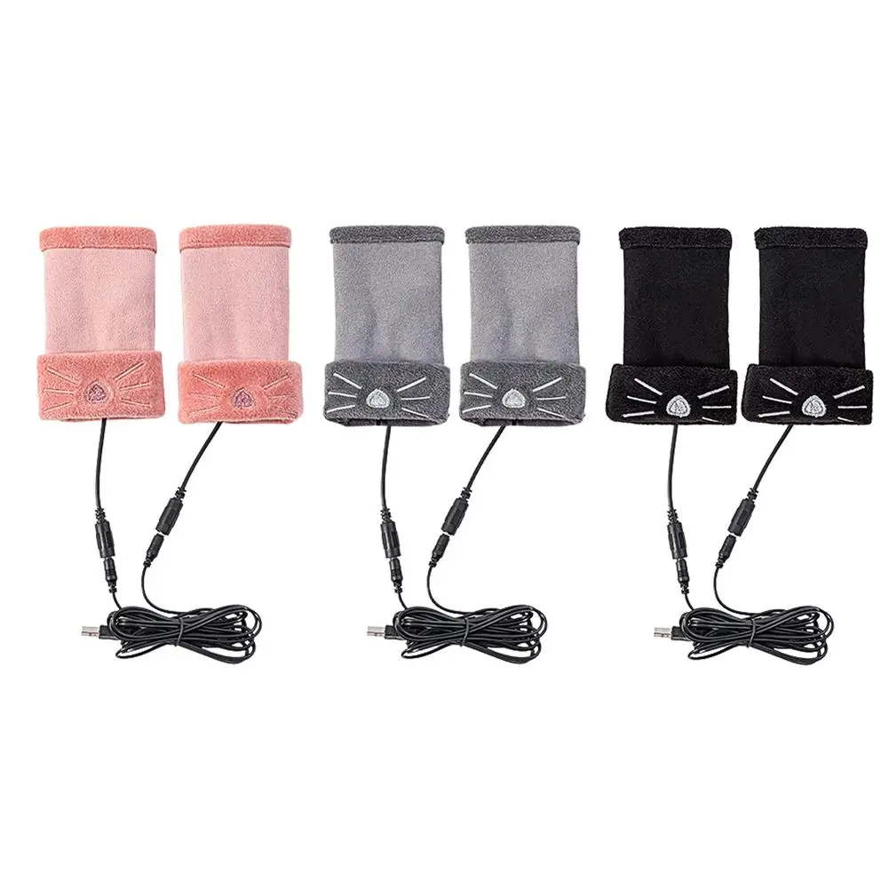 

Перчатки с USB подогревом, Симпатичные Зимние перчатки для ноутбука без пальцев, дизайнерские двухсторонние перчатки с подогревом для мужчи...