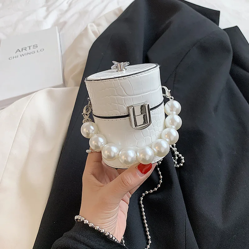 New Mini Trendy Imitation Pearl One-shoulder Diagonal Bucket Bag For Women's Girl Wholesale Exquisite Coin Purse Handbags 2022