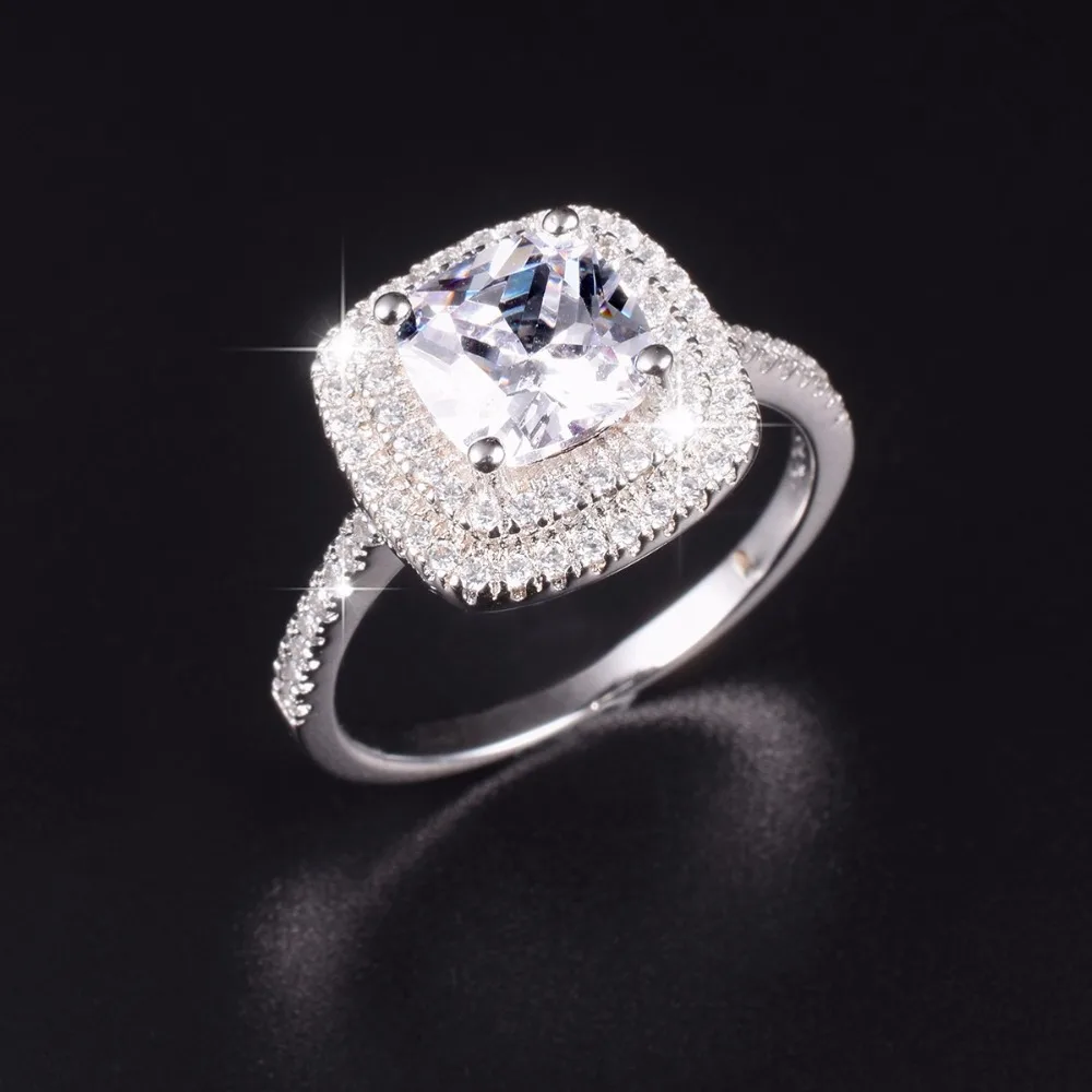 Акция! Женское кольцо из серебра 100% пробы с имитацией бриллианта 3 карата|jewelry