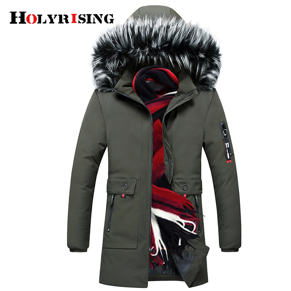 

holyrising luxury men parka warm пальто осень hooded fluffy casaco de pele windproof male coats thick soft kurtka pikowana 19346