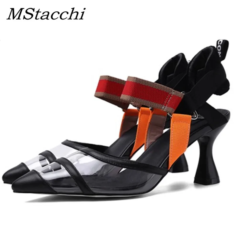 MStacchi прозрачный туфли лодочки с острым носком женская обувь высокого качества из