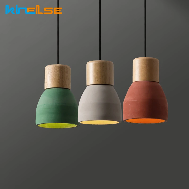 Nordic Concret Indoor Led Pendant Lamp Cement Wood Hanging Lights Fixture Vintage Loft Restaurant Bedroom Bar Cafe Aisle | Лампы и