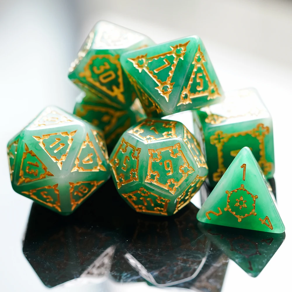 

7 Pcs 25mm Giant DND Dice, Polyhedral Dice Set with Leather Bag, D&D Dice for Dungeons and Dragons Pathfinder RPG MTG(Green)