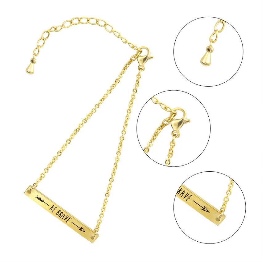 Ювелирные изделия ручной работы из нержавеющей стали Длинные барные браслеты