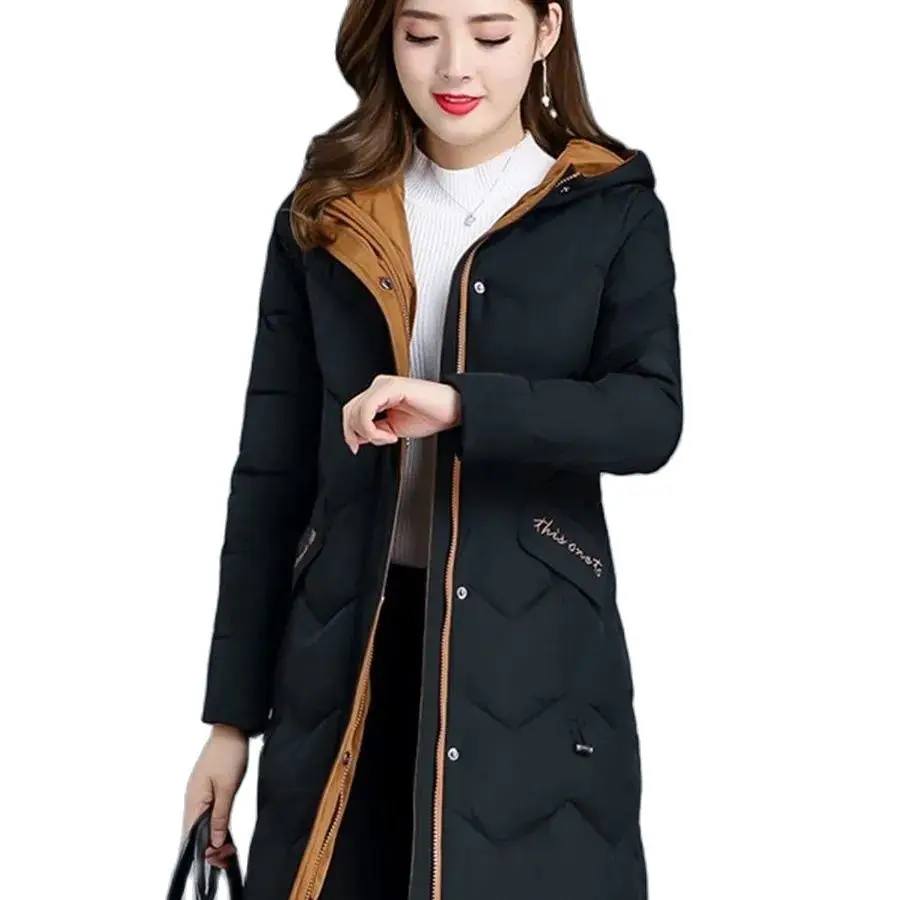

Winter Ladies Cotton-Padded Jacket Mid-Length 2021 Latest Thick Down Coat Women Parkas Plus Size Outwear Female Hooded Overcoat