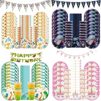 jungle birthday decorations disposable tableware set paper cup banner wedding birthday party decorations kids baby shower girl