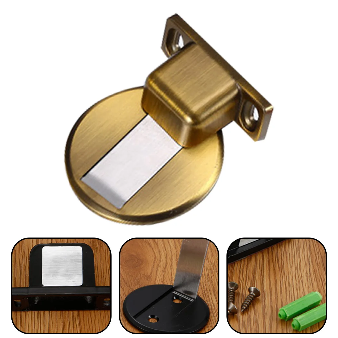 

Stainless Steel Magnetic Door Stop Modern Magnet Hidden Door Stop Supports Floor Latch Nailless Door Stop Furniture Hardware