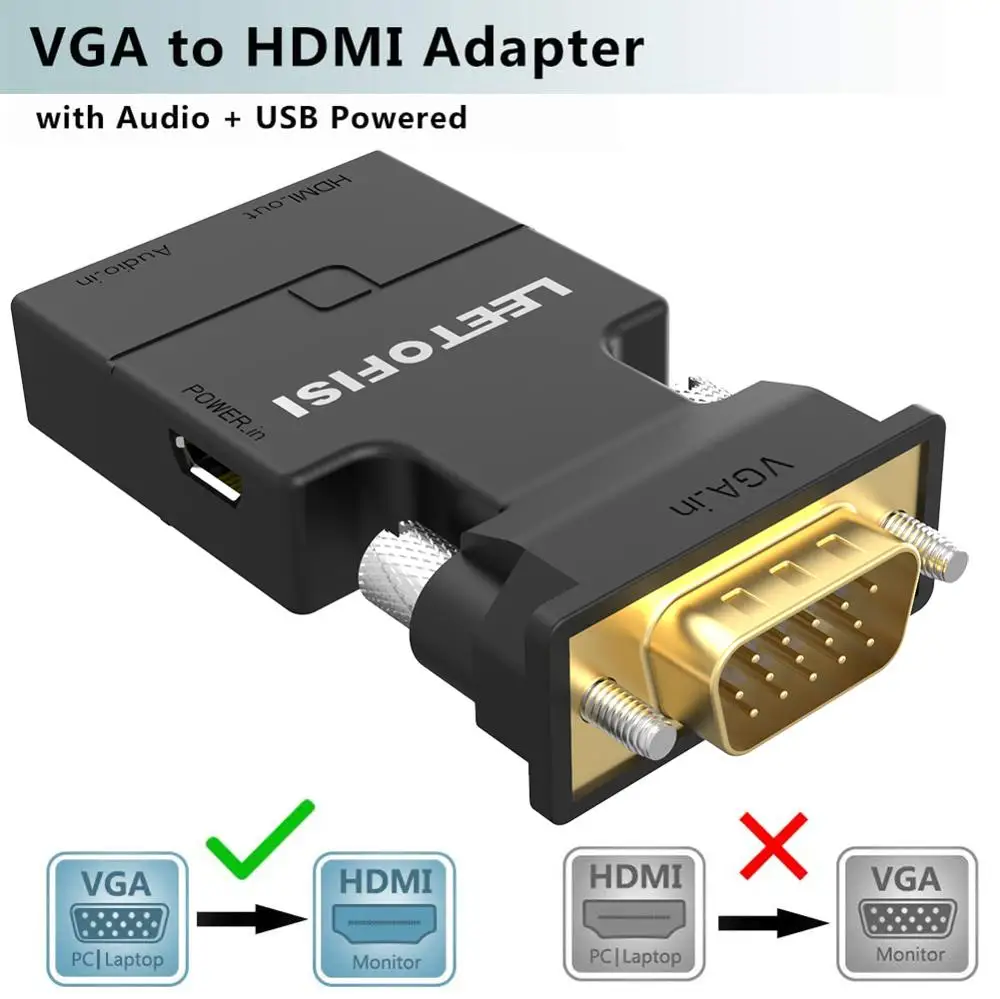 Адаптер-преобразователь LEETOFISI VGA-HDMI с аудио китайские упаковочные коробки обработаны по низкой цене гарантия три года Адаптер-преобразователь LEETOFISI VGA-HDMI с аудио китайские упаковочные коробки обработаны по низкой цене гарантия три года