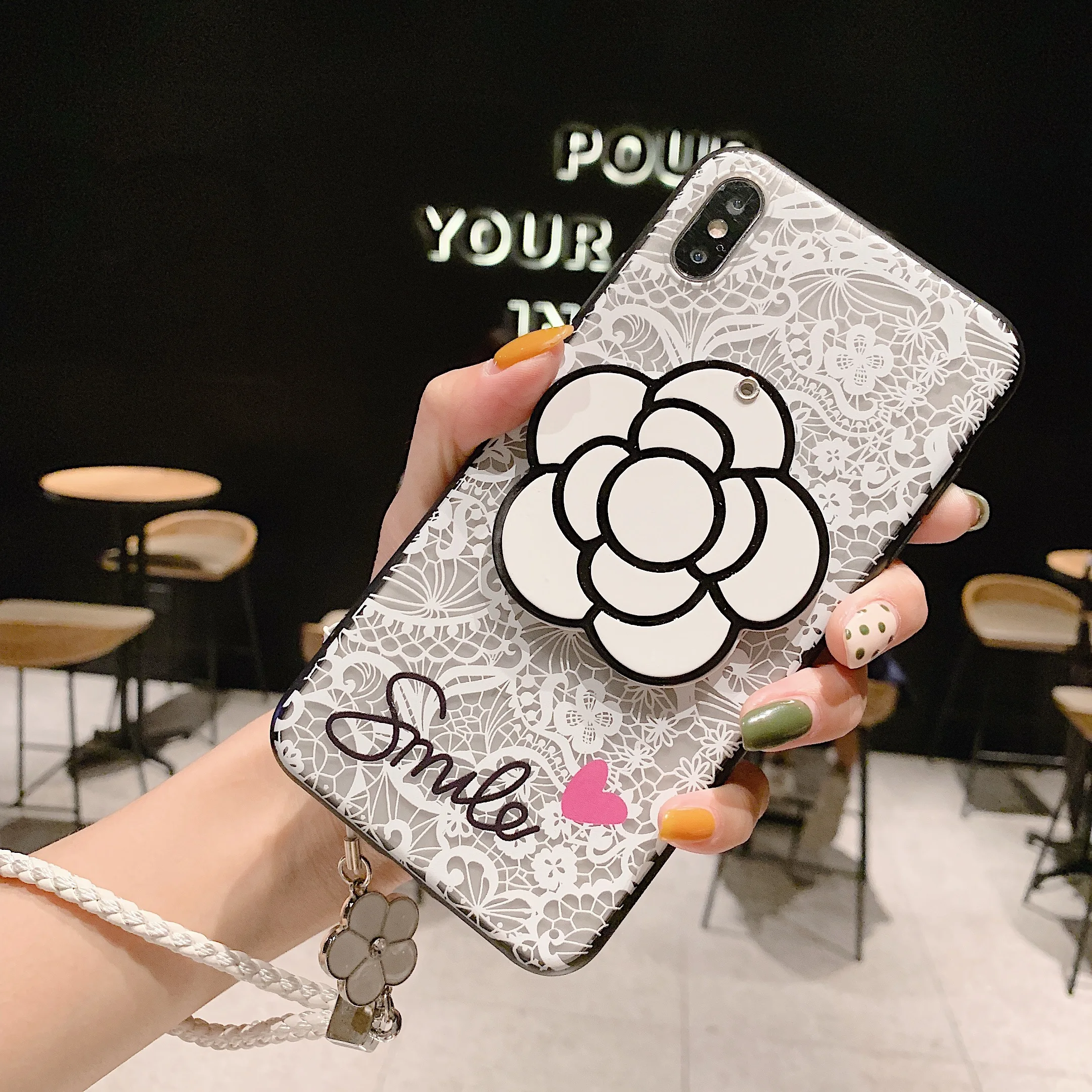 White Tea Чехол для samsung Galaxy A50 A70 A80 A40 A30 A20 A10 крышка S10E S10 S7 S8 S9 плюс Основа прекрасное зеркало и вышивкой в виде медведя Примечание 10 9 8 чехол - Цвет: White Tea