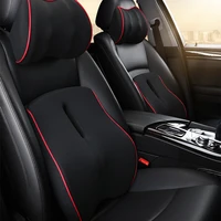 memory foam car headrest pillow leather embroidered seat supports sets back cushion adjustment auto neck rest lumbar pillows