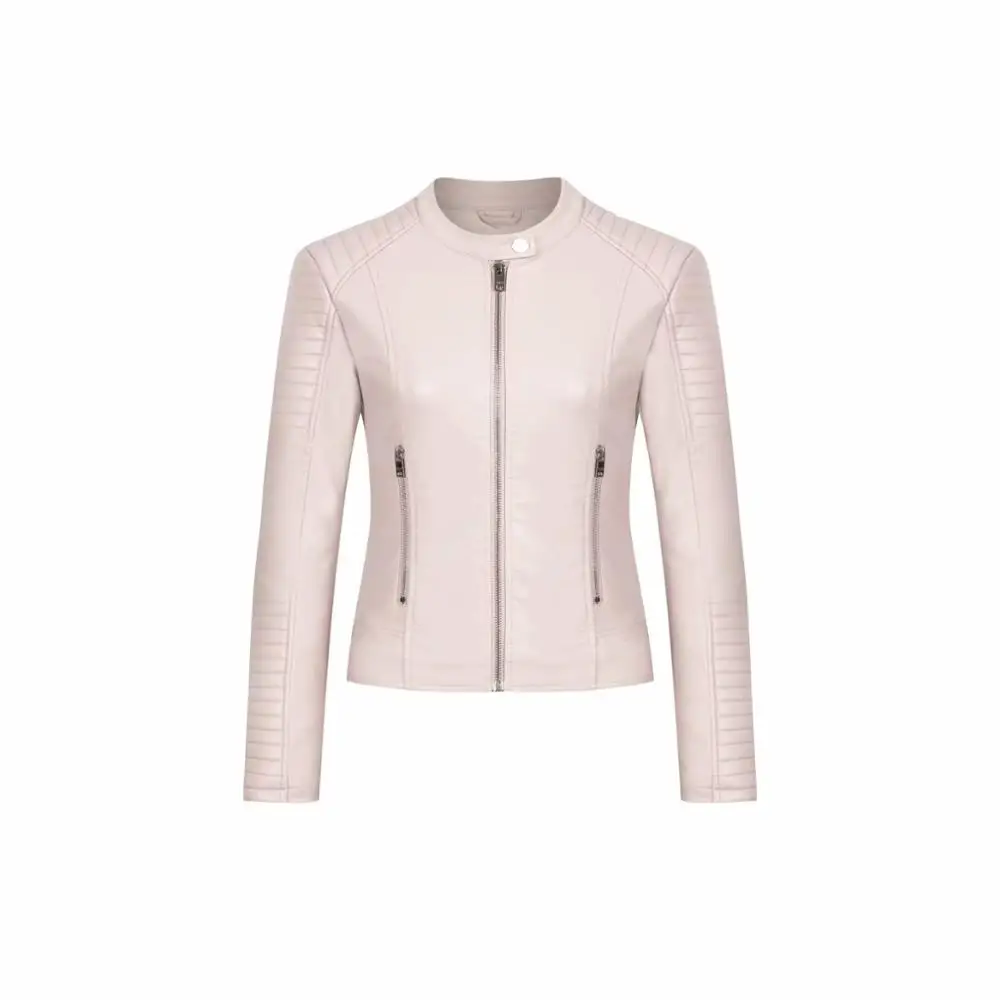 Z009 Pink Женские куртки с длинным рукавом черная Розовая белая кожаная одежда облегающая мотоциклетная кожаная куртка женская верхняя одежда зимние пальто - Цвет: Z009 Pink