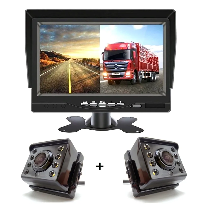 Автомобильный видеорегистратор 7 дюймов HD 1024x600P IPS экран AHD 2 канала поддержка SD