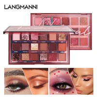 langmanni 18 color sequins glitter eyeshadow matte pearlescent streaky pork pomegranate seed reverse rose eyeshadow palette tslm