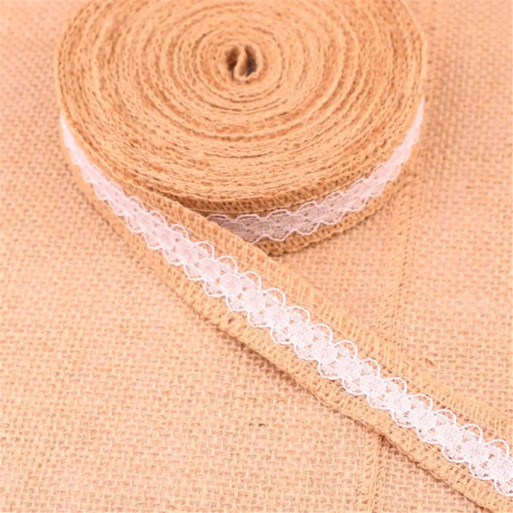 1 м кружевная льняная рулон ручной работы элегантная белая коричневая лента для