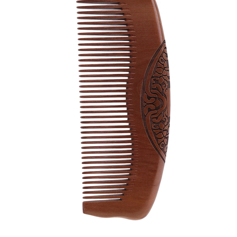 

1PC Brown Double-sided Carved Sandalwood Comb Brush Sandalwood Wooden Hair Care Spa Massage Fashion