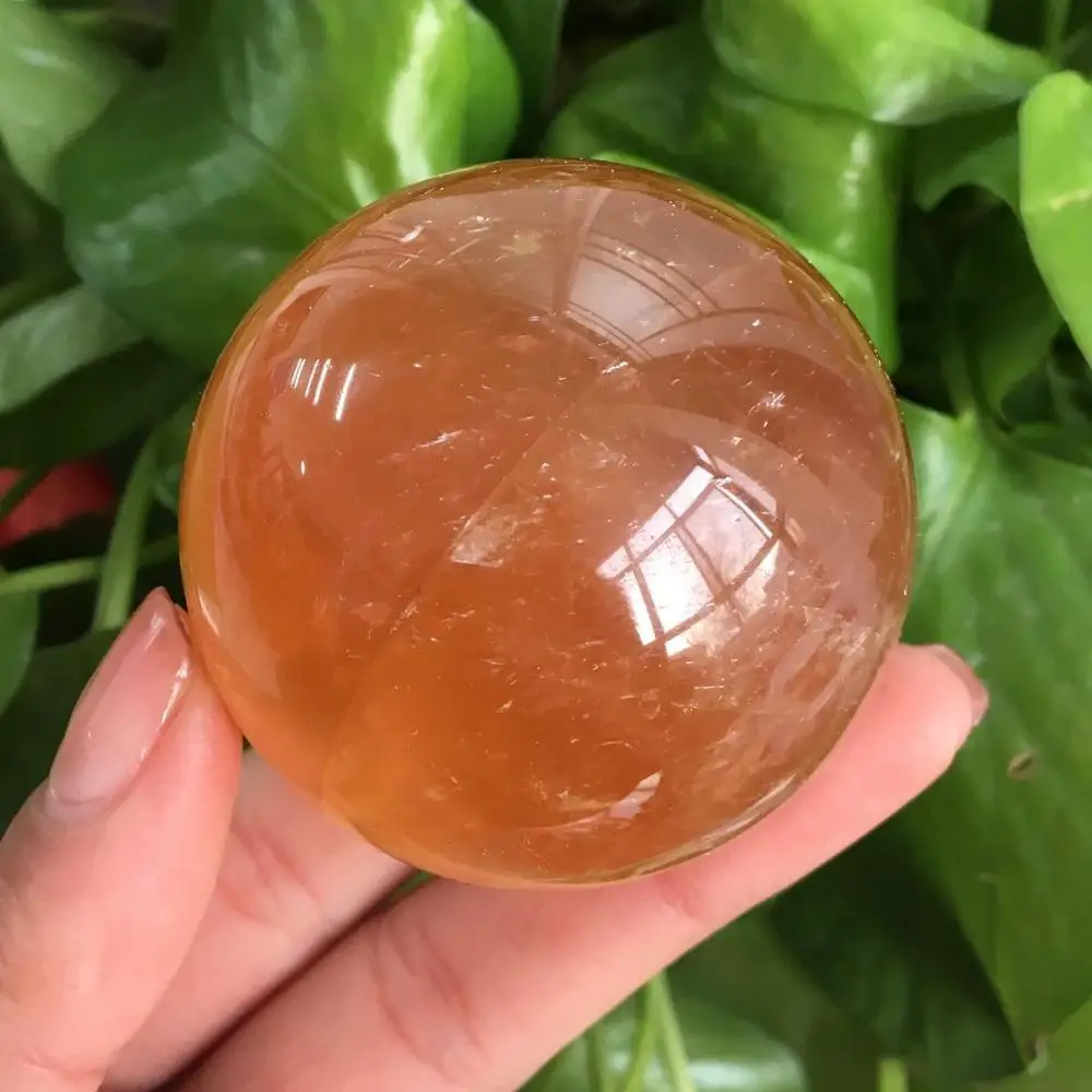 

Wholesale Natural Yellow Lceland SPAR Crystal Ball Feng Shui Pendant Healing Crystal Ball