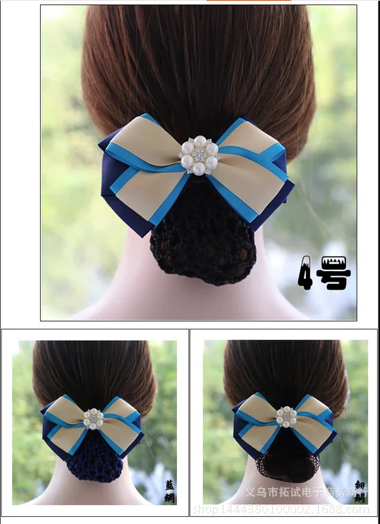 

Women Boutique Hair Net Hair Clip Flower Korean Bow White Collar Nurse Professional Lace Ribbon Fabric Handmade Gift FS016