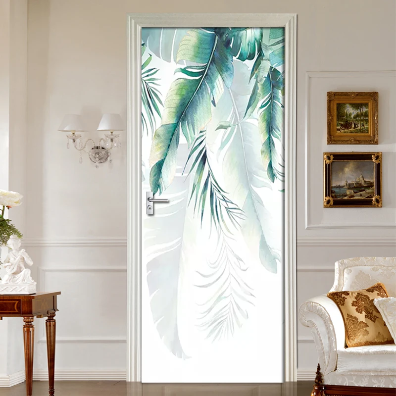 

Self Adhesive Decal Banana Leaf Nordic Door Sticker Picture Paper PVC Waterproof 3D Prints Art Home Decor DIY for Living Room