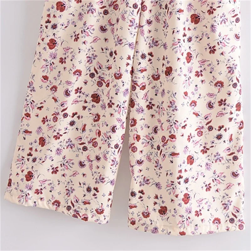 

MESTTRAF Women 2021 Fashion New Holiday Style Floral Sling Sleeveless High Waist Wide Leg Jumpsuit Streetwear