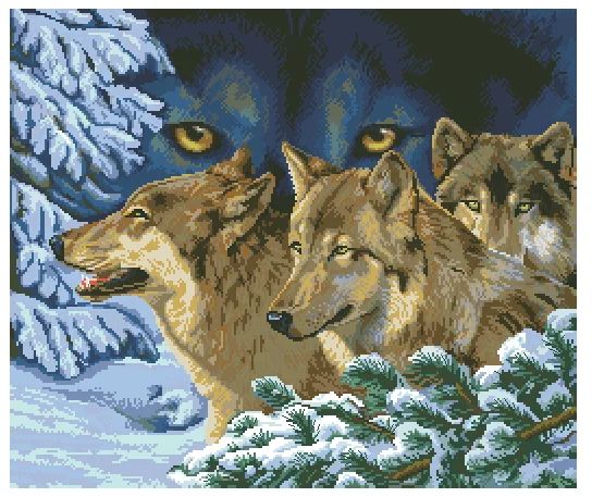 

Набор для вышивки крестиком Snow Wolfs с изображением волка, 14 карат