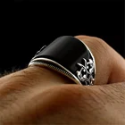 кольцо мужское кольца 2021 тренд кольца панк бижутерия кольца для мужчин прикольные штучки винтажные кольца готический стиль Мужские кольца из нержавеющей стали с рельефным черным рисунком