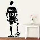 Настенная Наклейка с изображением футбольного игрока, Виниловая наклейка с именем на заказ, домашний декор для футбола, украшение для детской, спальни, гостиной, художественная роспись